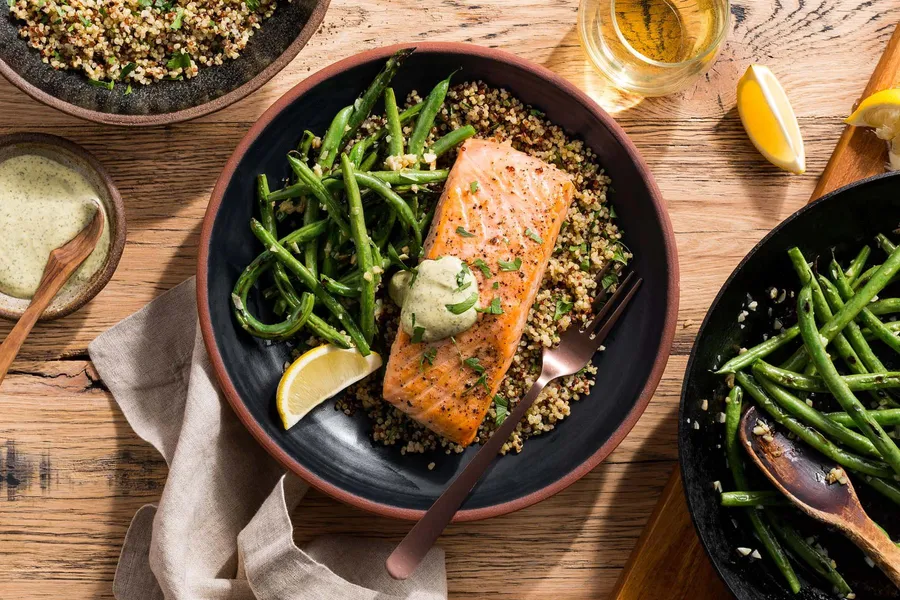 Seared Salmon with Charred Green Beans