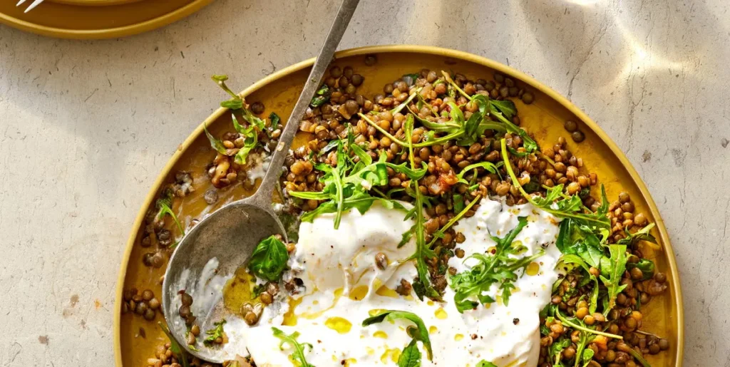 Herby Lentil and Burrata Salad