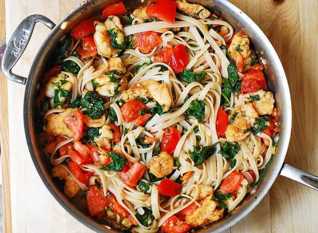 Roasted Shrimp, Tomatoes and Spinach