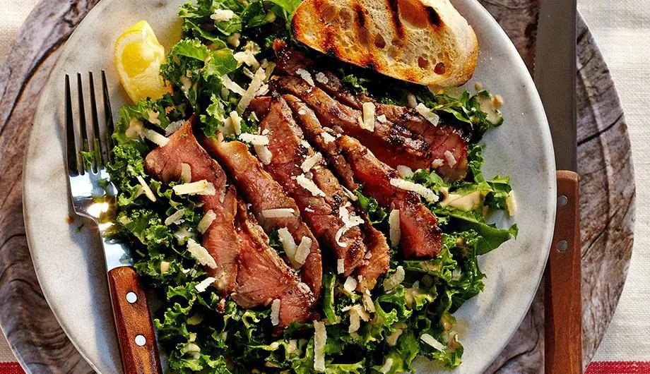 Kale Caesar Salad with Steak